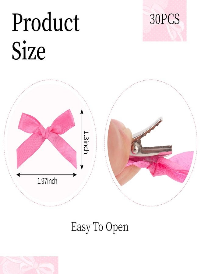 CAVETEE Bow Hair Clips for Girls, Small Cute Mini Hair Bows Kawaii Braiding Barrettes Women and Girls' Ribbon Bowknots Hair Accessories (Hot Pink Pink Red) - Image 4